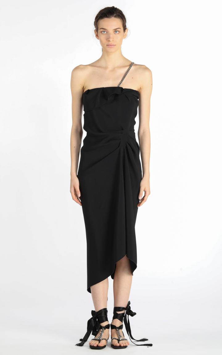 Moda Operandi N21 Asymmetric Chain-detailed Draped Crepe Midi Dress