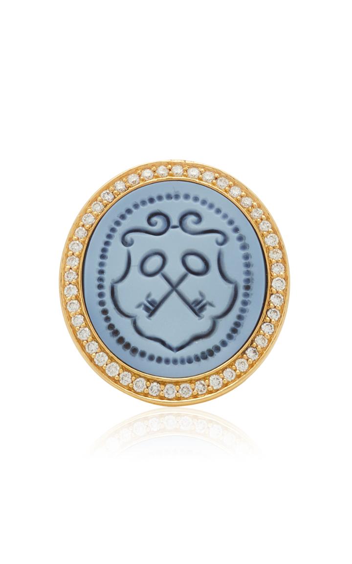 Ashley Mccormick 18k Gold, Agate And Diamond Ring