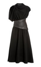 Proenza Schouler Leather-detailed Asymmetric Crepe Midi Dress