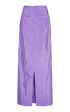 Rosie Assoulin Pearl Button-accented Silk Skirt
