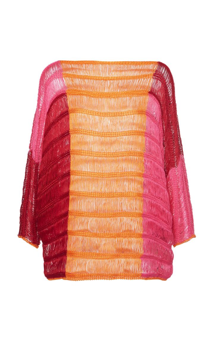 Moda Operandi Alberta Ferretti Linen Woven Knit Blouse Size: 36