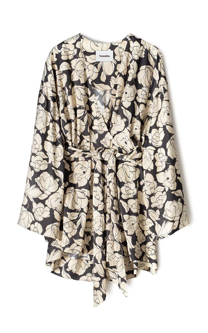 Moda Operandi Nanushka Lara Floral Satin Mini Wrap Dress