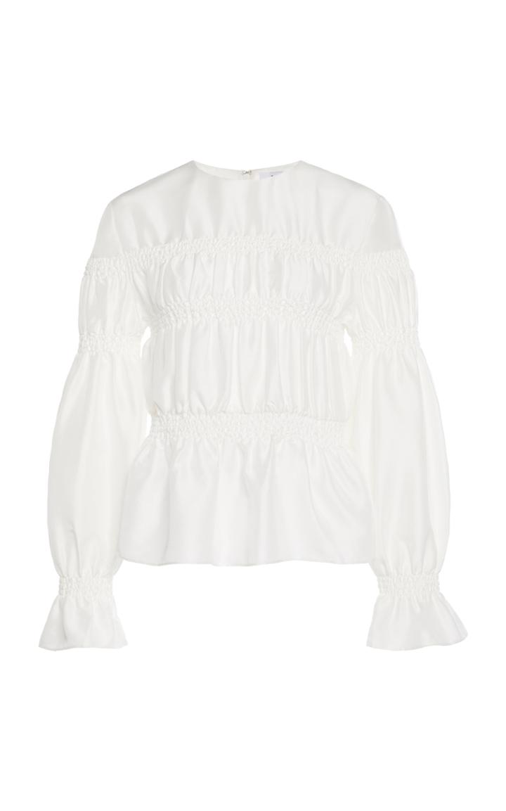 Moda Operandi Sir The Label Valetta Silk Ruched Long Sleeve Top