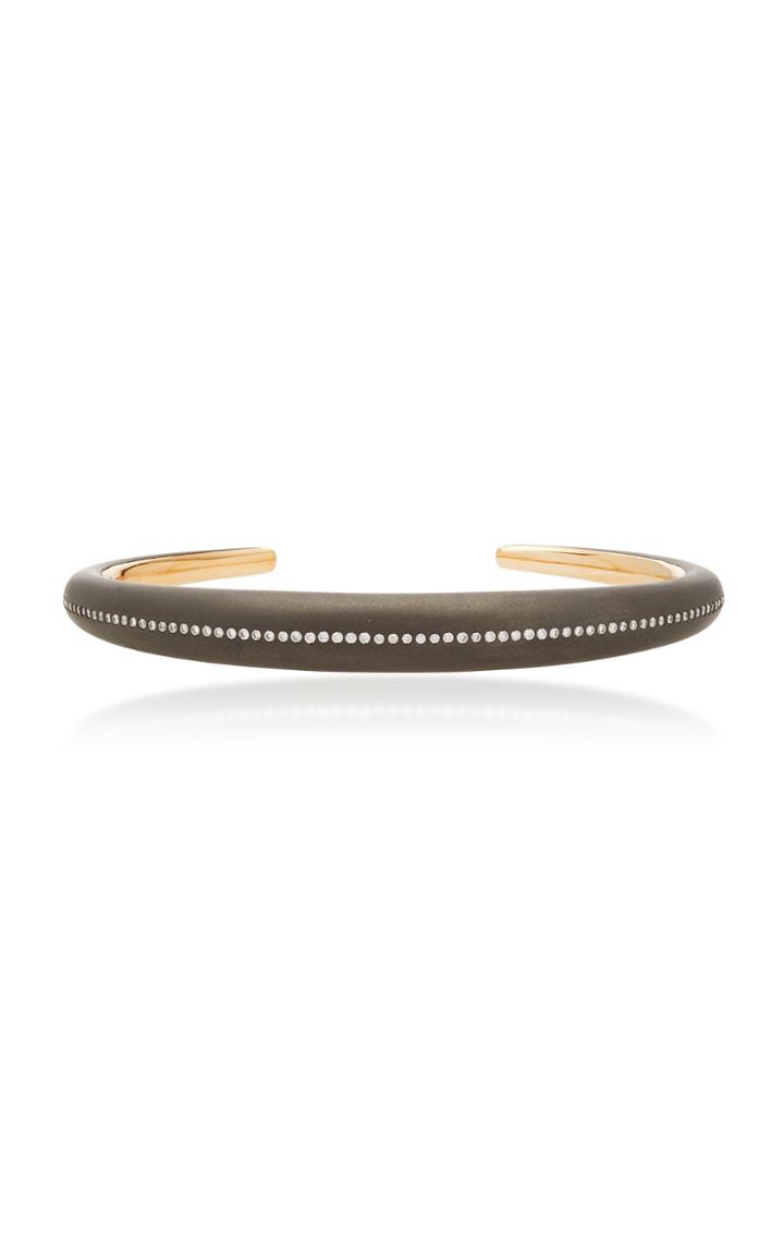 Busatti New Piercing 18k White Gold Titanium And Diamond Cuff Bracelet