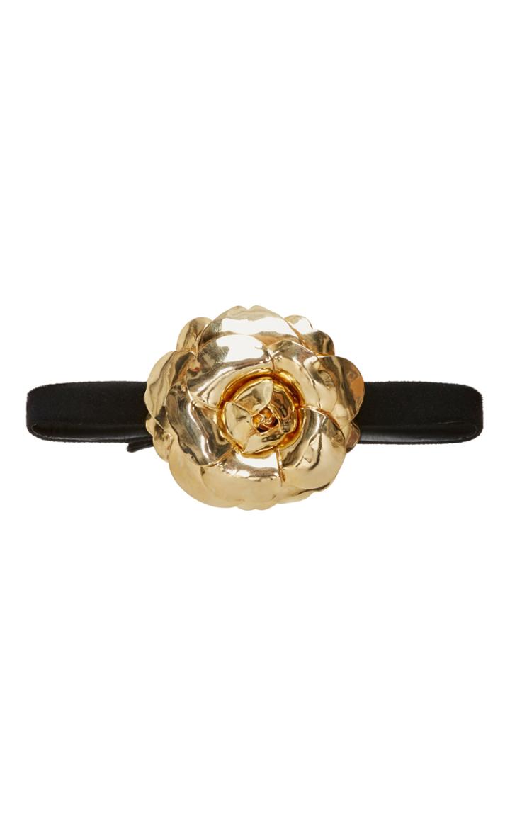 Oscar De La Renta Gold Floral Belt