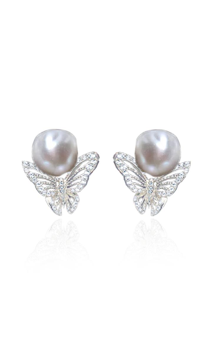 Anabela Chan Butterfly 18k White Gold Pearl Stud Earrings