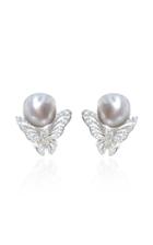 Anabela Chan Butterfly 18k White Gold Pearl Stud Earrings