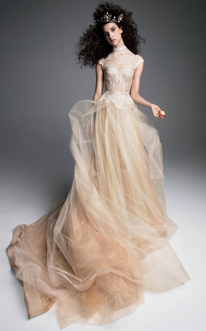 Vera Wang Virginie Strapless A-line Gown With Draped French Tulle