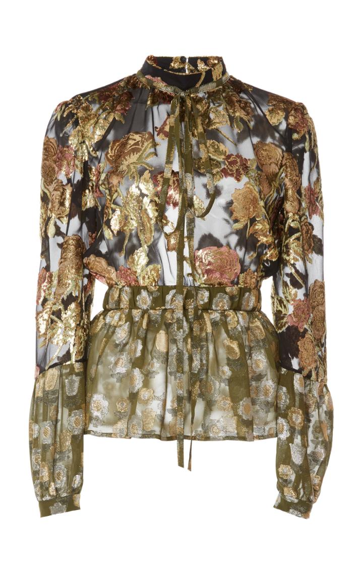 Rochas Mixed Rose Jacquard Top