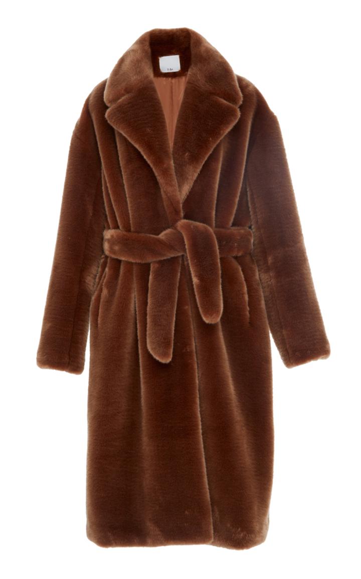 Tibi Faux Fur Belted Coat