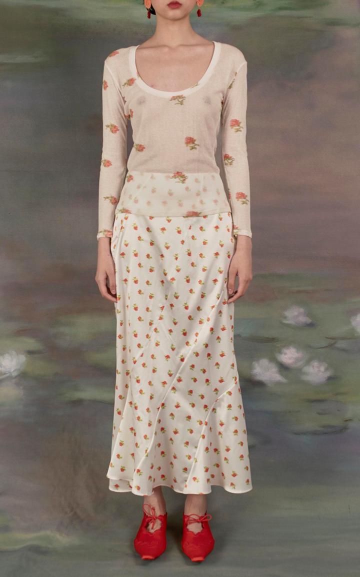Moda Operandi Yuhan Wang Rose-printed Jersey Top
