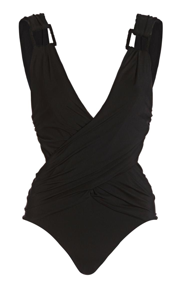 Johanna Ortiz Black Mirage Wrap-front Swimsuit