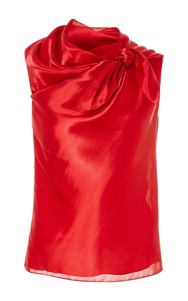Oscar De La Renta Knotted Organza Top