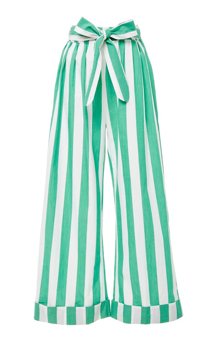 Mara Hoffman Sasha Tied Striped Cotton-voile Wide-leg Pants