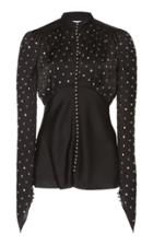Paco Rabanne Embroidered Satin Draped Sleeve Top