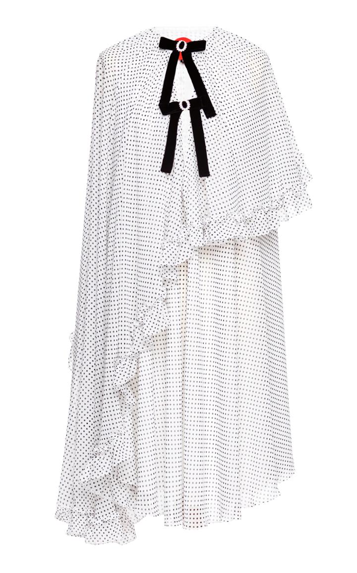Marianna Senchina Polka Dot Ruffle Cape Dress