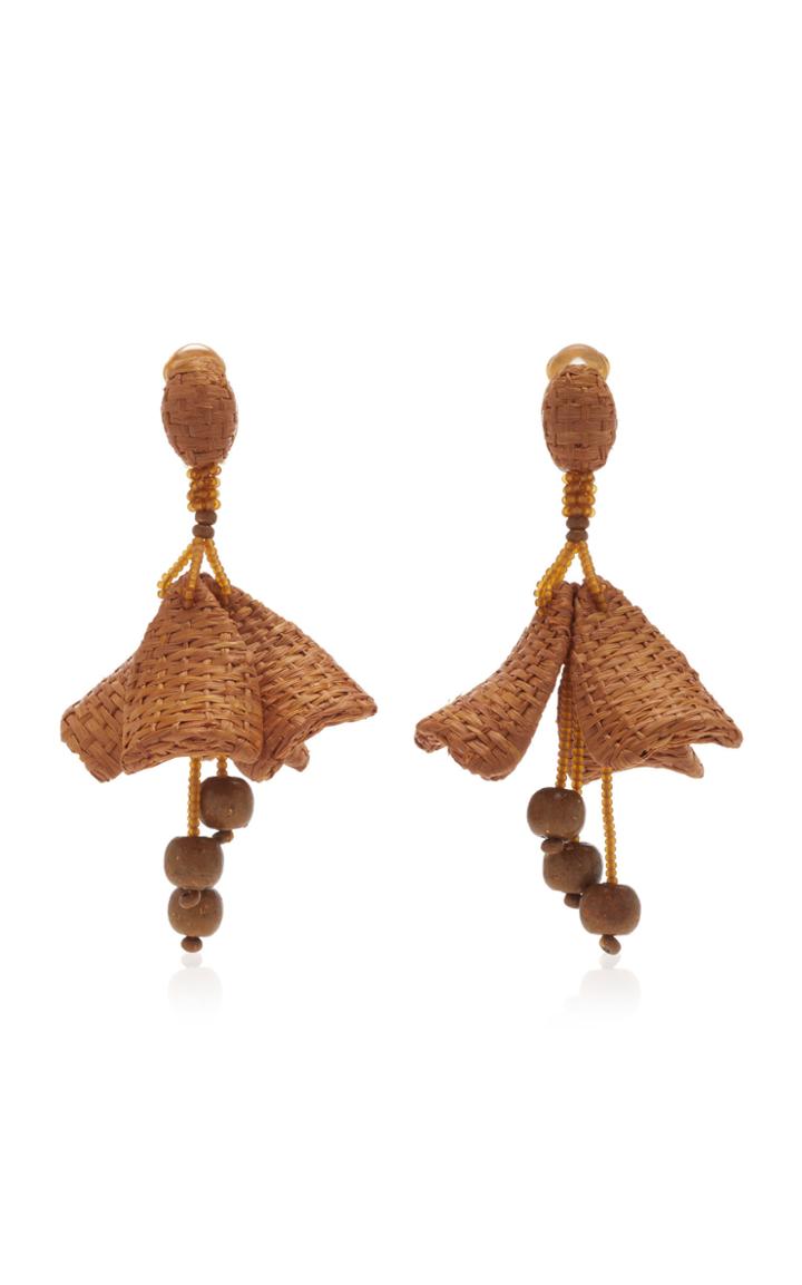 Moda Operandi Oscar De La Renta Raffia Impatiens Earring