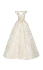Monique Lhuillier Glitter Tulle Off The Shoulder Ball Gown
