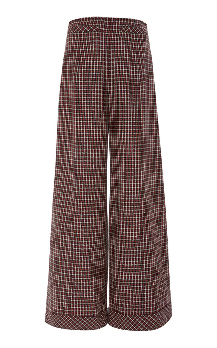 Courrges High-waisted Houndstooth Wool Trousers