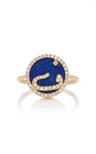 Names By Noush Treasure Disk Arabic Initial Ring With Lapis Lazuli Gemstone