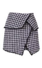 Balmain Printed Wrap Tweed Mini Skirt