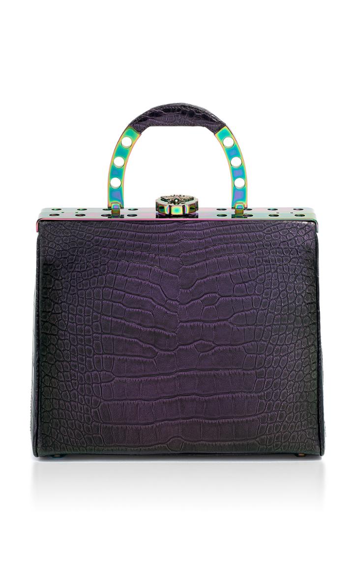 Bougeotte Titanium Best Secret Keeper Midi Purse In Iridescent Crocodile