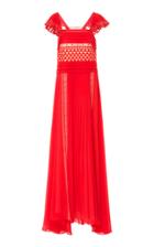 Philosophy Di Lorenzo Serafini Pleated Mesh Paneled Maxi Dress