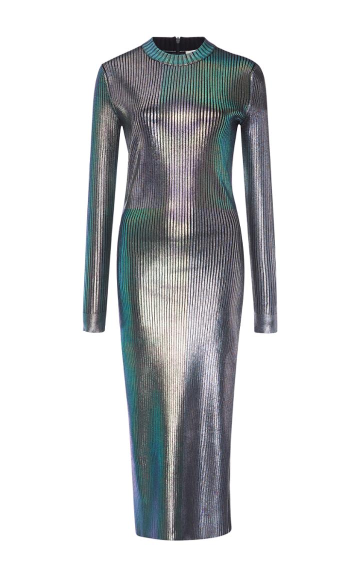 Christopher Kane Long Sleeve Foil Dress