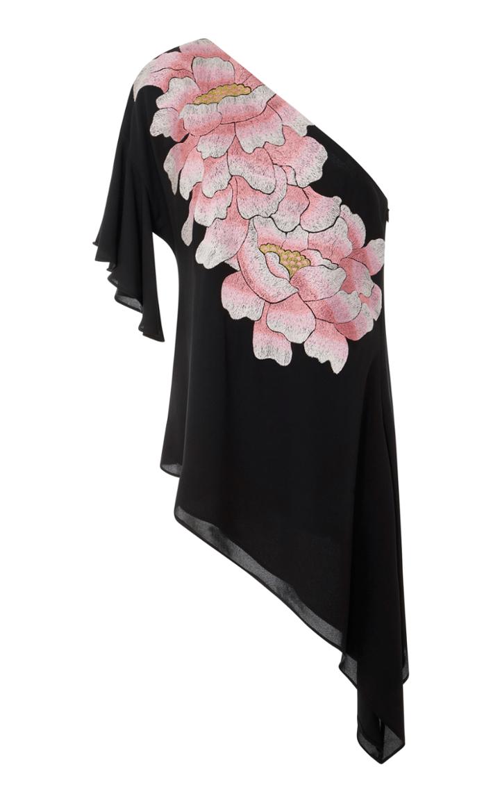 Josie Natori Floral One Shoulder Top