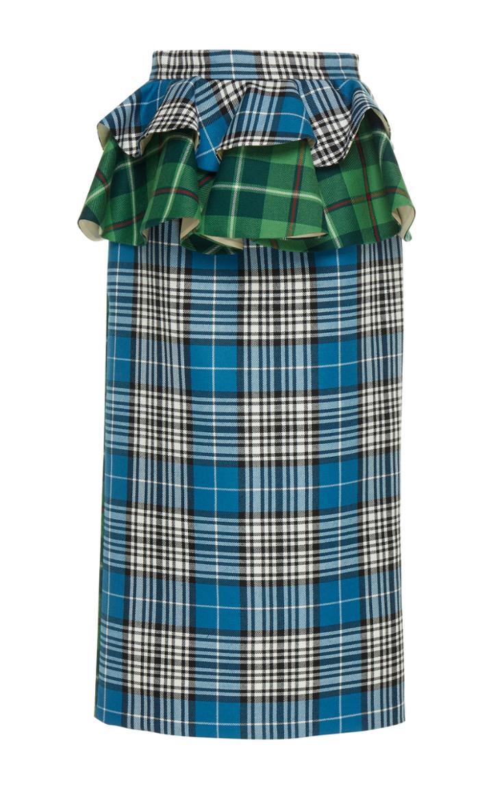 Tata Naka Frilly Peplum Checked Skirt
