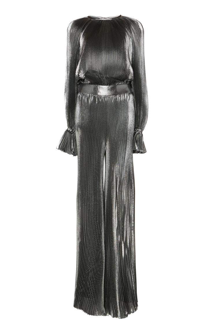 Alberta Ferretti Pleated Wide-leg Silk-blend Jumpsuit