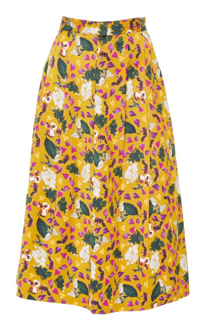 Christine Alcalay Saffron Print Pleated Skirt