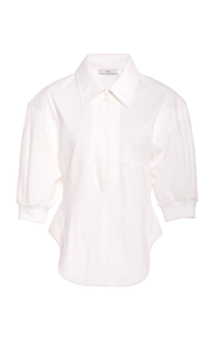Moda Operandi Tibi Cotton Pique Corset Polo Zip Up Top Size: 00