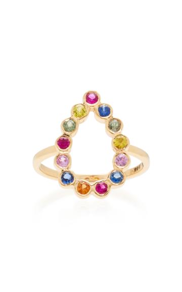 She Bee Open Pear 14k Gold Sapphire Ring