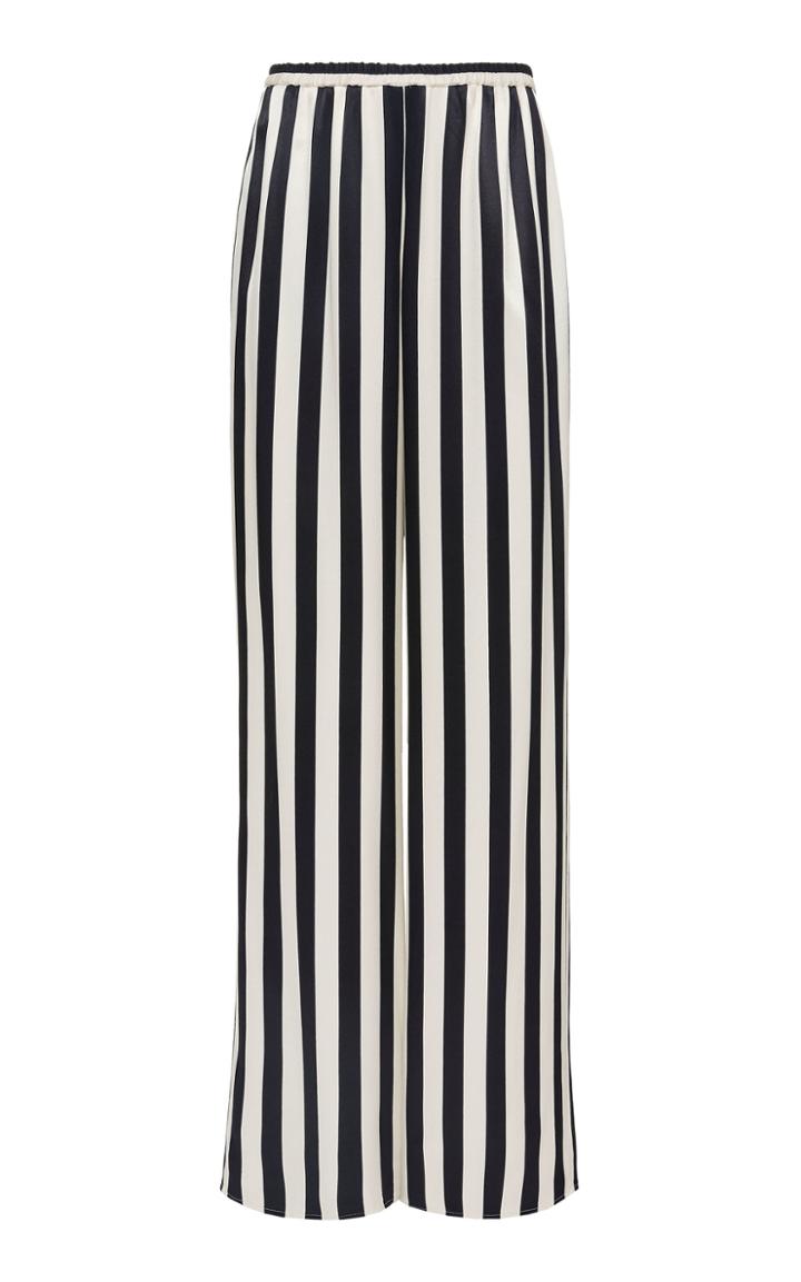 Lapointe Striped Satin Elastic Waist Wide Leg Pant