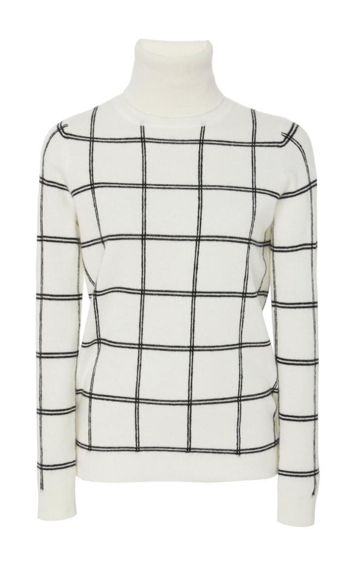 Madeleine Thompson Oliver Plaid Cashmere Turtleneck