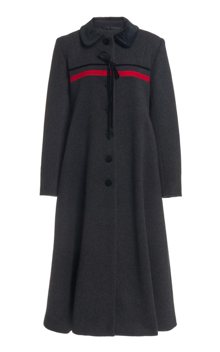 Moda Operandi Molly Goddard Margot Velvet-trimmed Wool-cashmere Coat