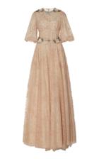 Costarellos Sequin-embellished Flocked Tulle Gown