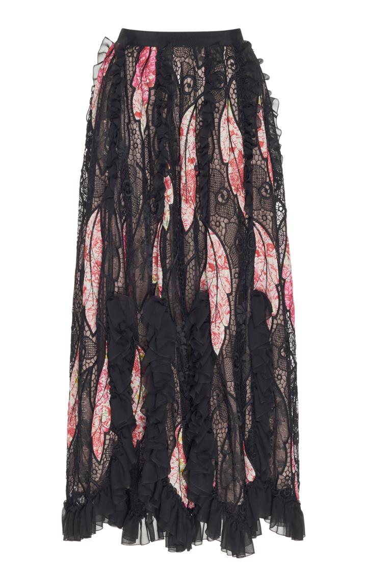 Giambattista Valli Lace Leaves Midi Skirt