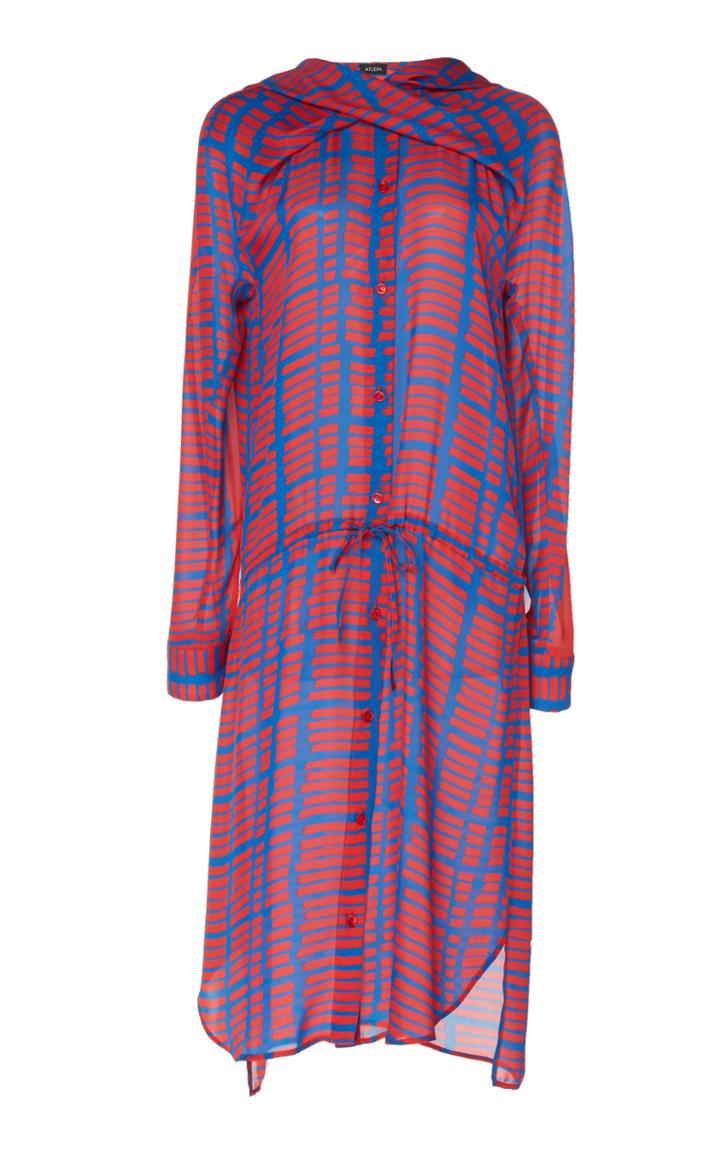 Atlein Cross Draped Neckline Silk Dress
