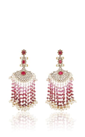Sanjay Kasliwal Ruby Fan Earrings