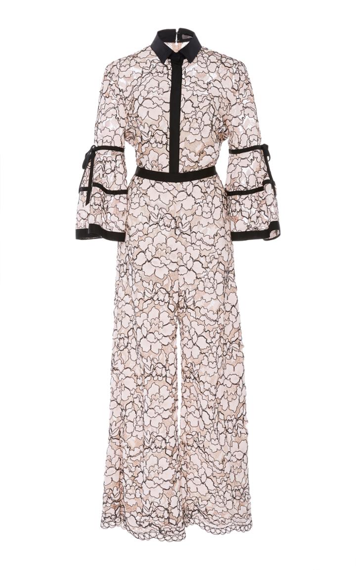 Lela Rose Full Sleeve Wide Leg Jumpsuit