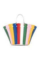Sara Battaglia Plisse Leather Shopper Bag