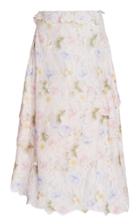 Moda Operandi Yuhan Wang Emilija Raw-cut Floral Cotton-blend Lace Midi Skirt