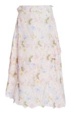 Moda Operandi Yuhan Wang Emilija Raw-cut Floral Cotton-blend Lace Midi Skirt