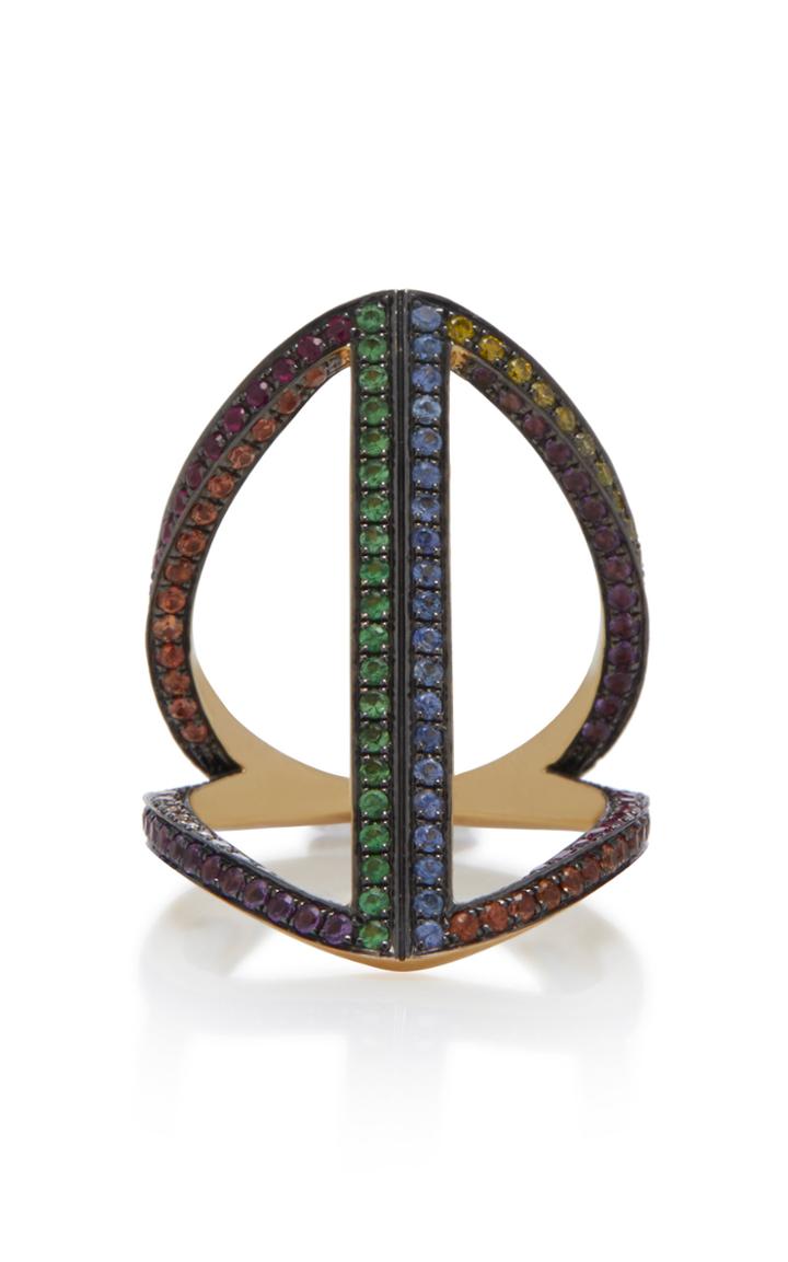 Noor Fares Geometry 101 Rainbow Rhombus 18k Gold Pinkie Ring