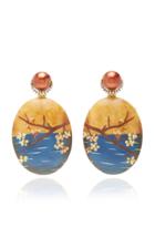 Silvia Furmanovich Marquetry Cherry Blossom Oval Earrings