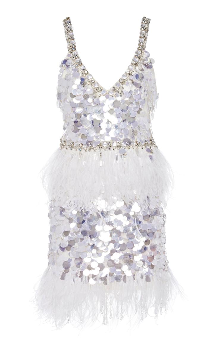 Moda Operandi Jenny Packham Feather-embellished Oversized Sequined Dress Size: 10