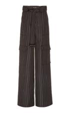 Oscar De La Renta Striped Wool-blend Cargo Pants Size: 0