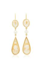 Brigid Blanco 18k Yellow Gold Shell Cameo Pearl Earrings